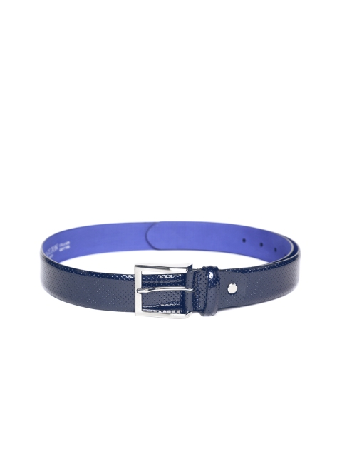 

Carlton London Men Navy Blue Textured Leather Belt