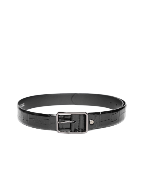 

Carlton London Men Black Textured Leather Belt