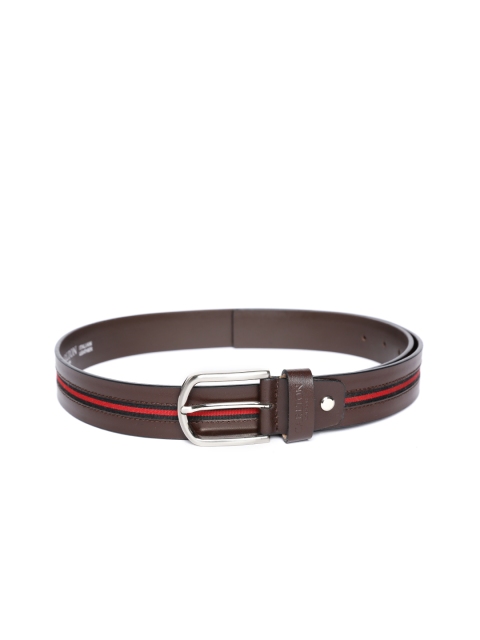

Carlton London Men Brown & Red Leather Striped Belt