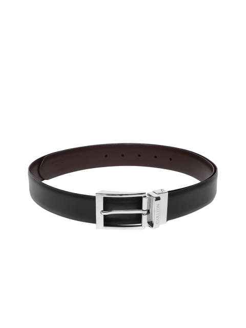 

Carlton London Men Brown & Black Solid Leather Belt