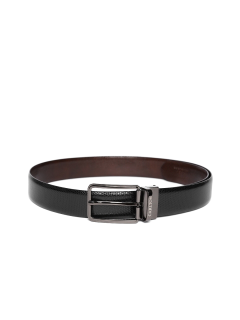 

Carlton London Men Black & Brown Leather Snakeskin Textured Reversible Belt