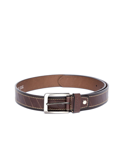 

Carlton London Men Brown & Black Leather Textured Belt