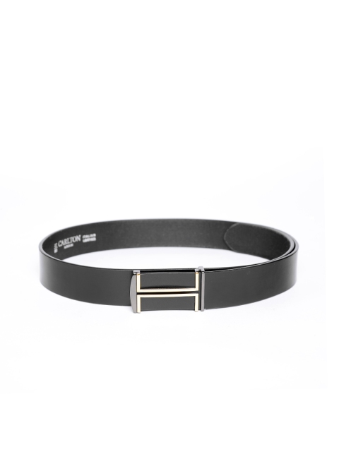

Carlton London Men Black Solid Leather Belt