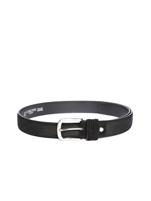 

Carlton London Men Black Textured Leather Belt