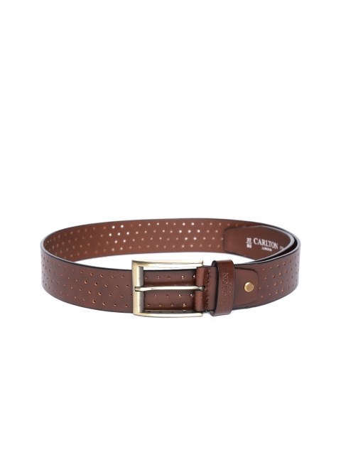 

Carlton London Men Brown Textured Leather Belt
