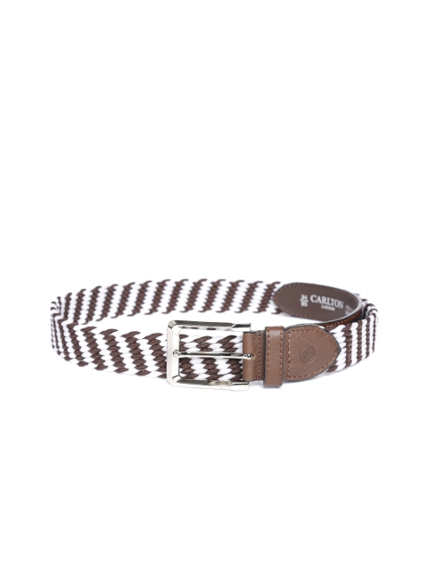 

Carlton London Men Coffee Brown & White Braided Belt