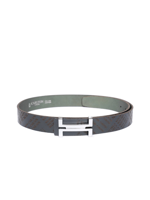 

Carlton London Men Black Leather Textured Belt