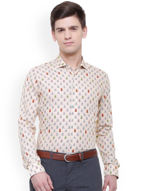

SIMON CARTER LONDON Men Beige Slim Fit Printed Casual Shirt