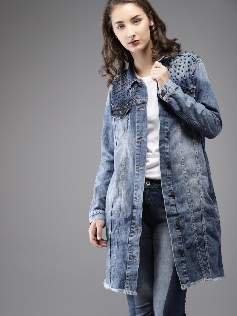 

Moda Rapido Women Blue Solid Denim Jacket