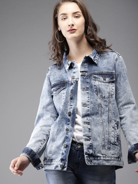 

Moda Rapido Women Blue Solid Denim Jacket