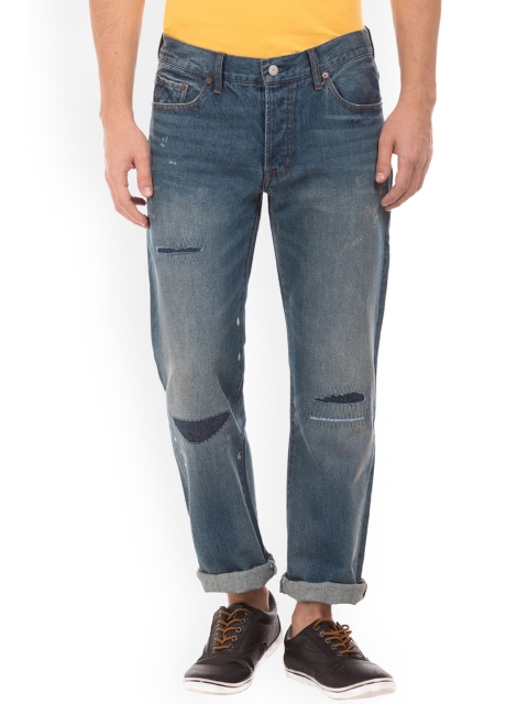 

Aeropostale Men Blue Straight Fit Low-Rise Low Distress Jeans