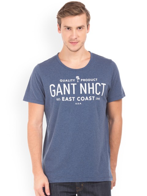 

GANT Men Blue Printed Round Neck T-shirt