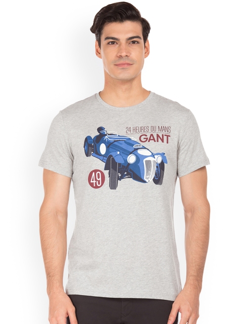 

GANT Men Grey Printed Round Neck T-shirt