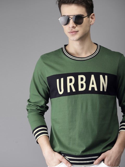 

Moda Rapido Men Olive Green Printed Round Neck T-shirt