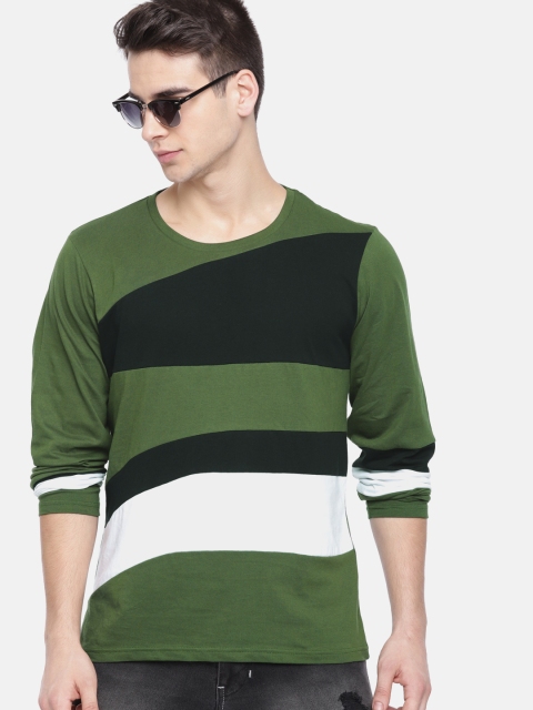 

Moda Rapido Men Green & Black Colourblocked Round Neck T-shirt