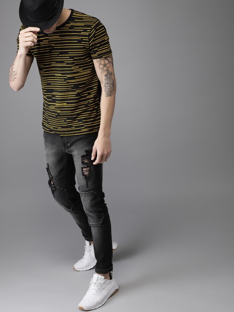 

Moda Rapido Men Black & Yellow Printed T-shirt