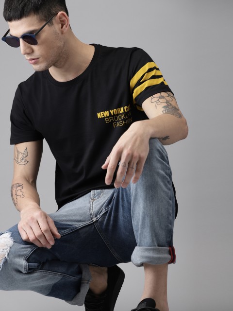 

Moda Rapido Men Black Solid Round Neck T-shirt