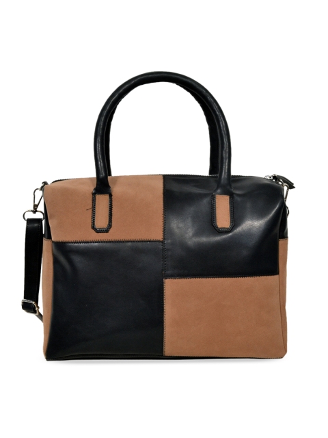 

Diwaah Brown & Black Colourblocked Handheld Bag