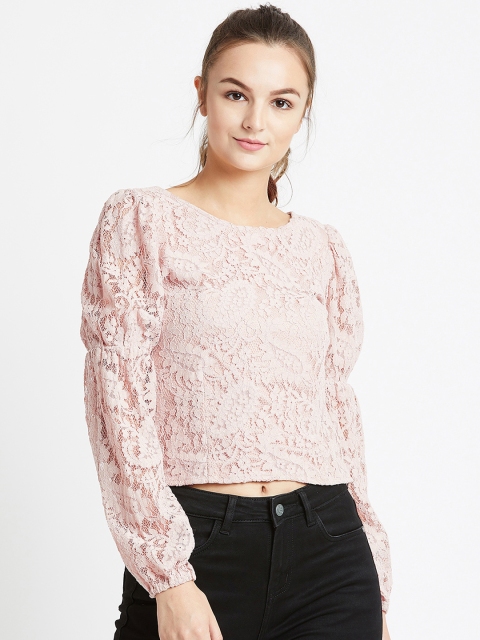 

COVER STORY Women Pink Self Design Top