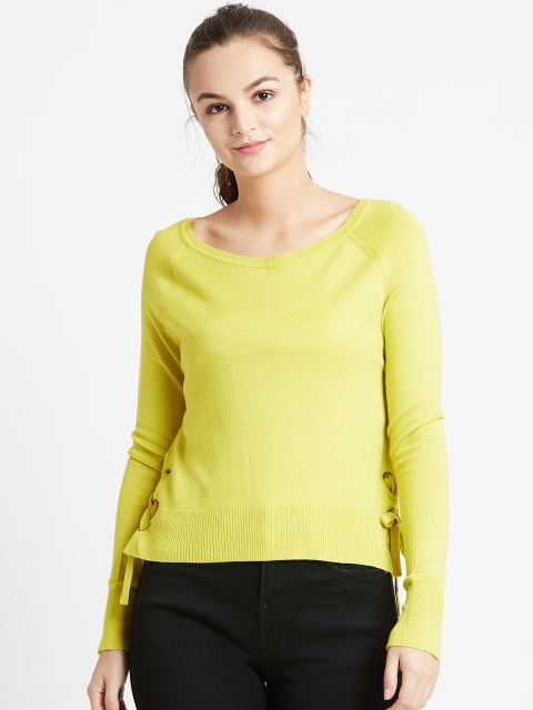 

COVER STORY Women Fluorescent Green Solid Pullover