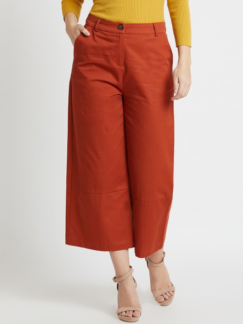 

COVER STORY Women Rust Regular Fit Solid Culottes