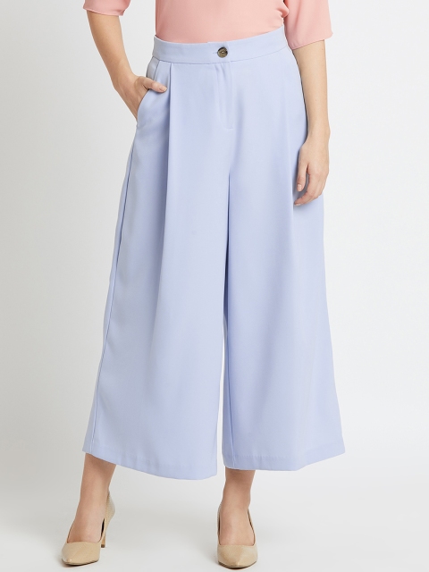 

COVER STORY Women Blue Regular Fit Solid Culottes
