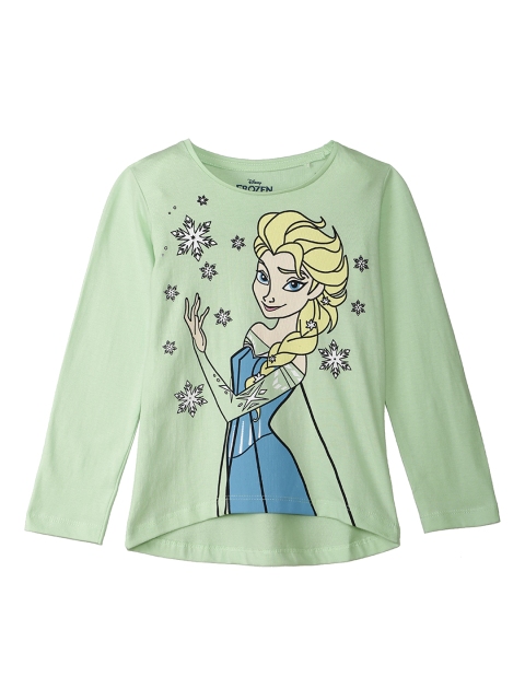 

Kids Ville Girls Pink Frozen Printed Round Neck T-shirt, Sea green