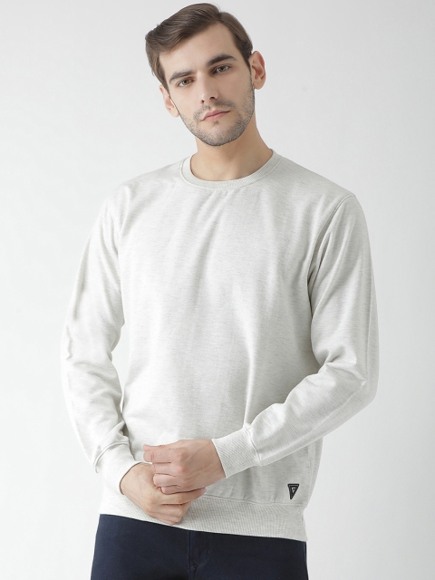 

GRIFFEL Men Off-White Solid Sweatshirt