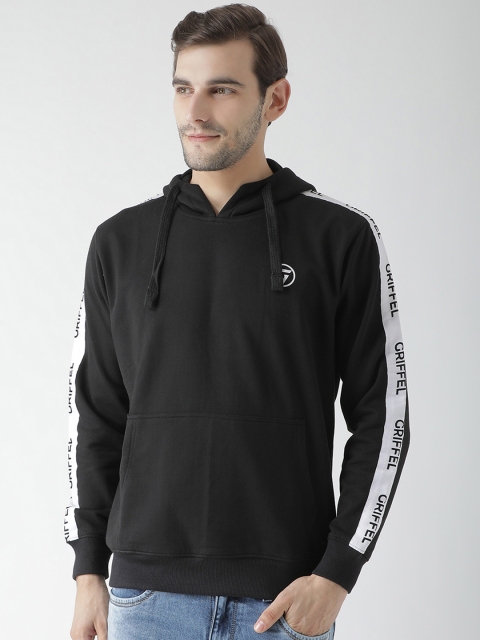 

GRIFFEL Men Black Printed Hooded Sweatshirt