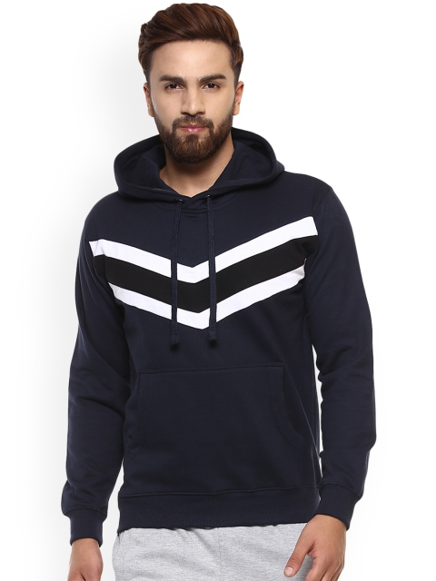 

GRIFFEL Men Navy Blue Printed Hooded Sweatshirt