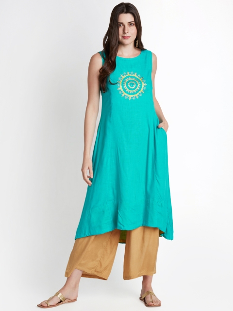 

RANGMANCH BY PANTALOONS Women Blue Printed A-Line Kurta