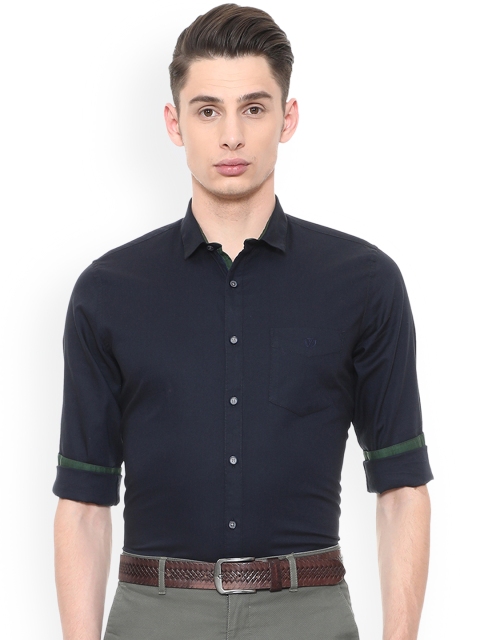 

Van Heusen Sport Men Navy Blue Slim Fit Solid Semiformal Shirt