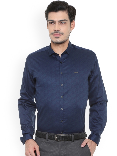 

V Dot Men Blue Slim Fit Printed Formal Shirt