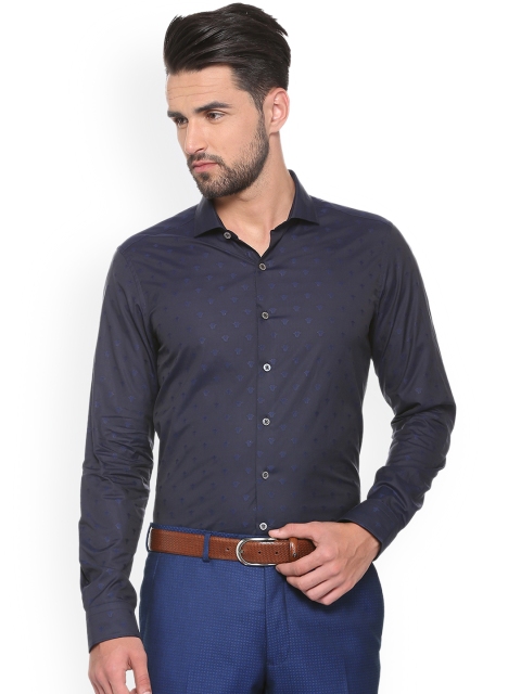 

SIMON CARTER LONDON Men Blue Slim Fit Self Design Semiformal Shirt