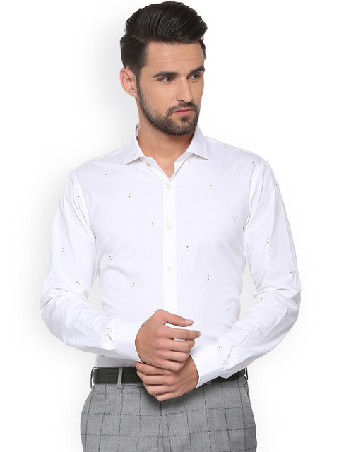 

SIMON CARTER LONDON Men White Regular Fit Printed Semiformal Shirt