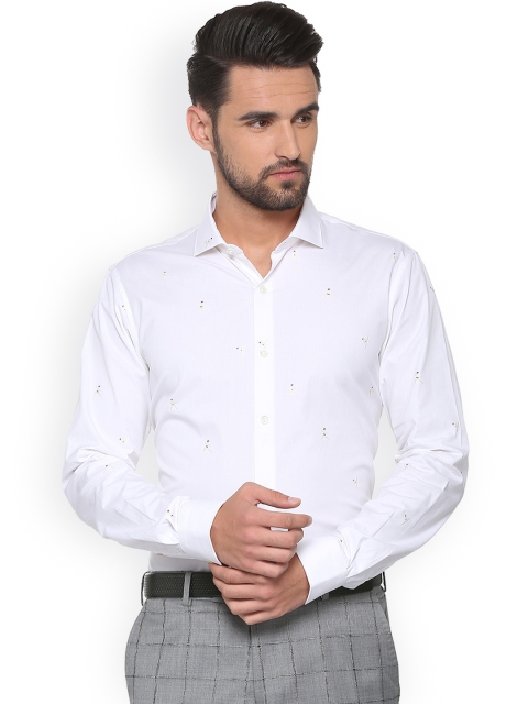 

SIMON CARTER LONDON Men White Regular Fit Printed Semiformal Shirt