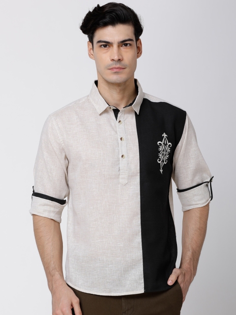 

Svanik White Colorblocked Blended Kurta