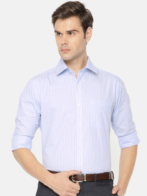 

Raymond Men White & Blue Slim Fit Checked Formal Shirt