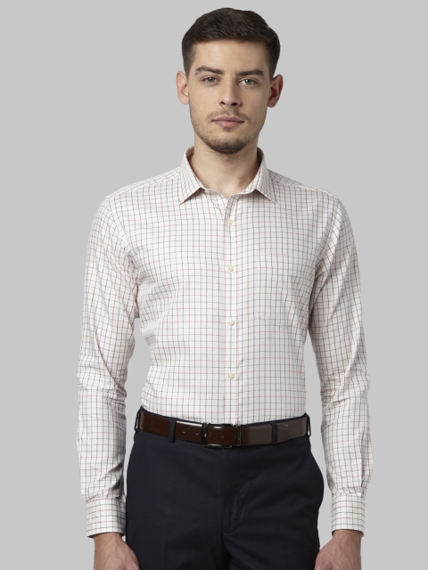 

Park Avenue Men Off-White Slim Fit Checked Formal Shirt