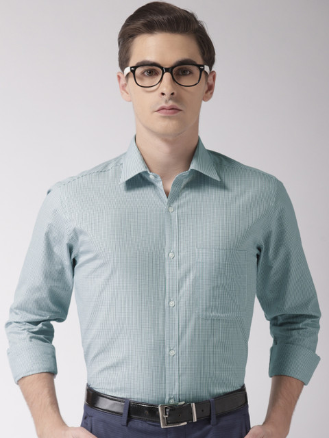 

Raymond Men White & Green Slim Fit Checked Formal Shirt