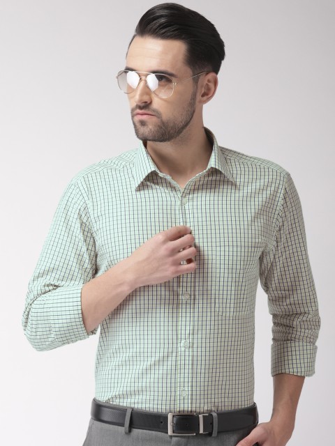 

Raymond Men White & Green Slim Fit Checked Formal Shirt