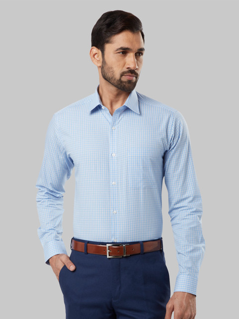 

Raymond Men Blue & White Checked Formal Shirt