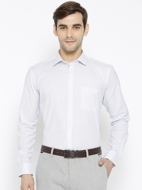 

Park Avenue Men White & Blue Slim Fit Striped Formal Shirt