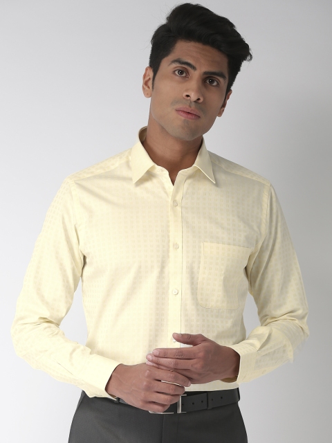 

Raymond Men Yellow Self Design Slim Fit Formal Shirt