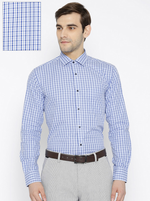 

Park Avenue Men Blue & White Slim Fit Checked Formal Shirt