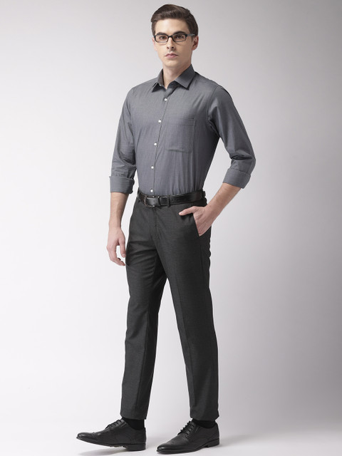 

Raymond Men Black & Grey Slim Fit Solid Formal Shirt