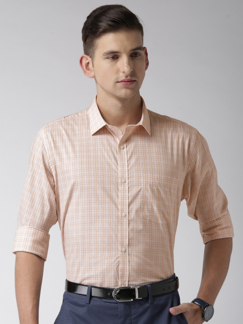 

Park Avenue Men Orange Slim Fit Checked Formal Shirt