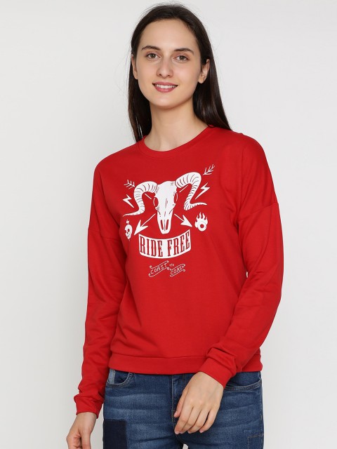 

Blue Saint Women Red Printed Sweatshirt