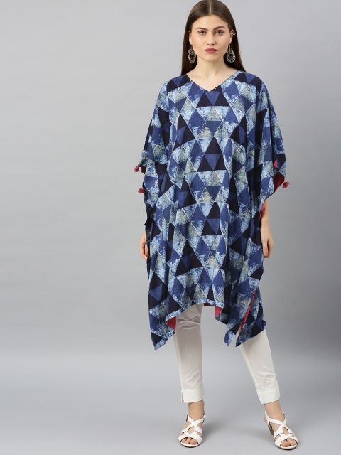 

RANGMANCH BY PANTALOONS Women Blue Printed Kaftan Kurta