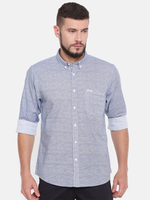 

Pepe Jeans Men White & Blue Regular Fit Printed Casual Shirt